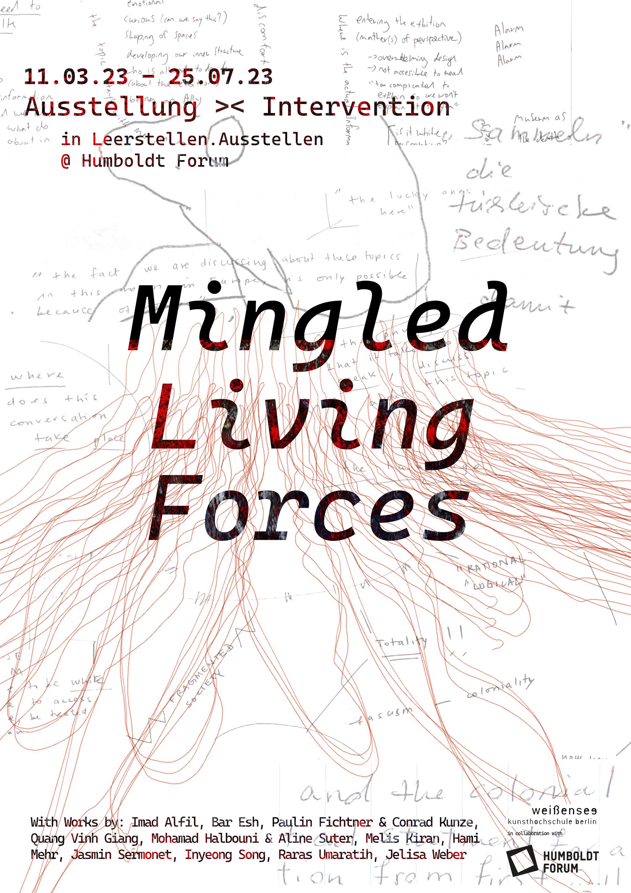 Plakat der Interventionsausstellung Mingled Living Forces