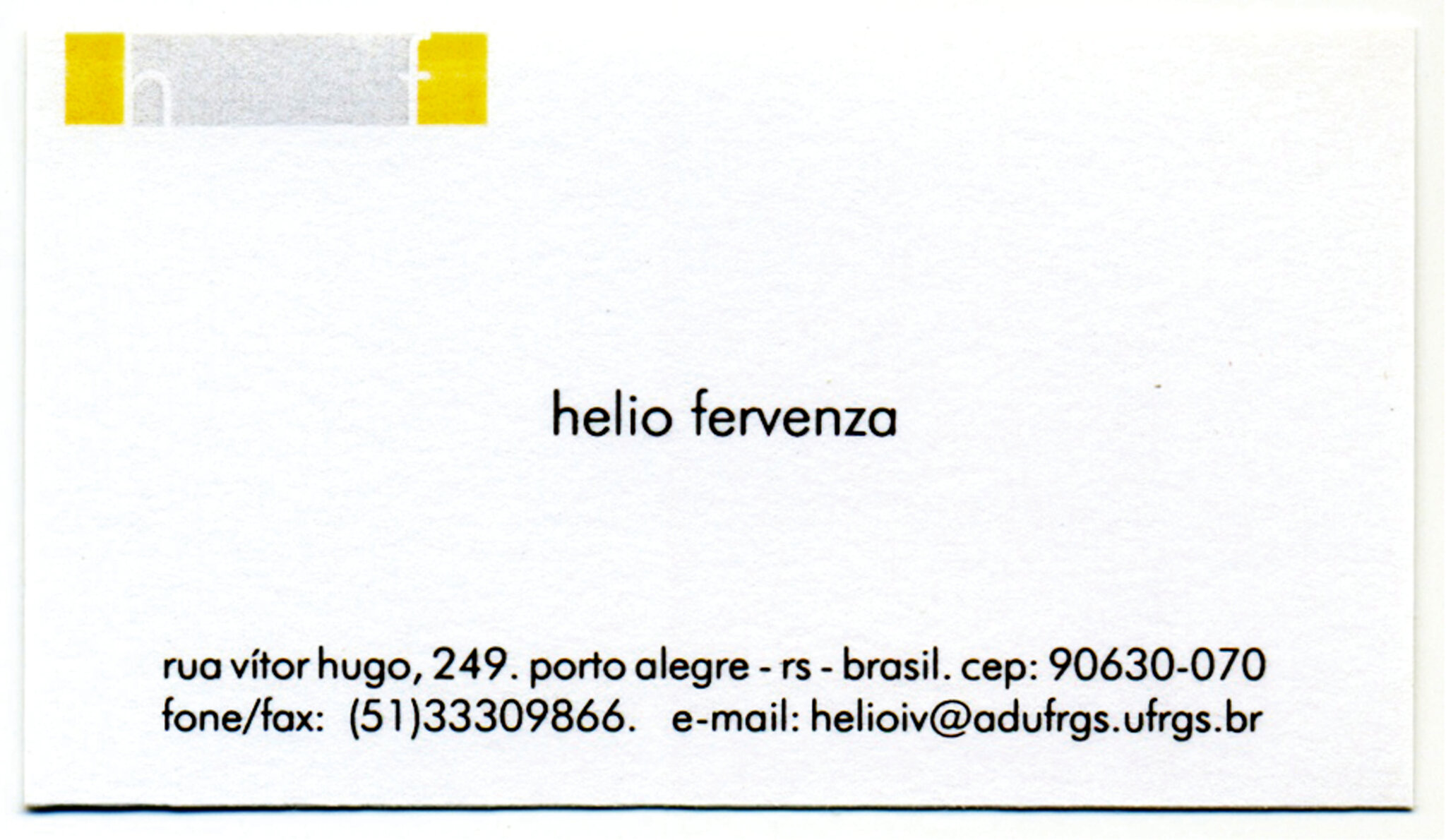 5 - Hélio Fervenza - Desert Presentations. Card containing name, address and logo.