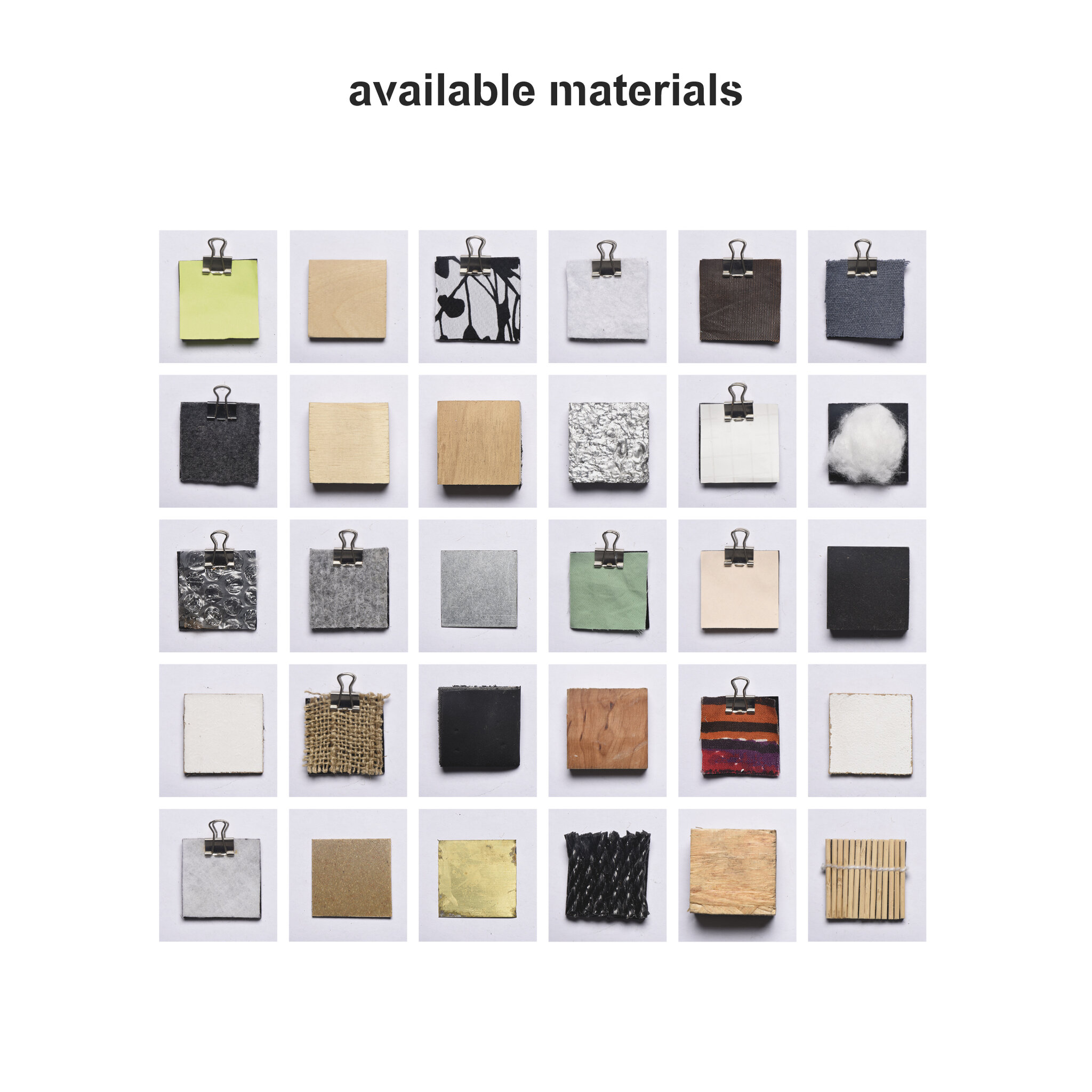 available materials - samples