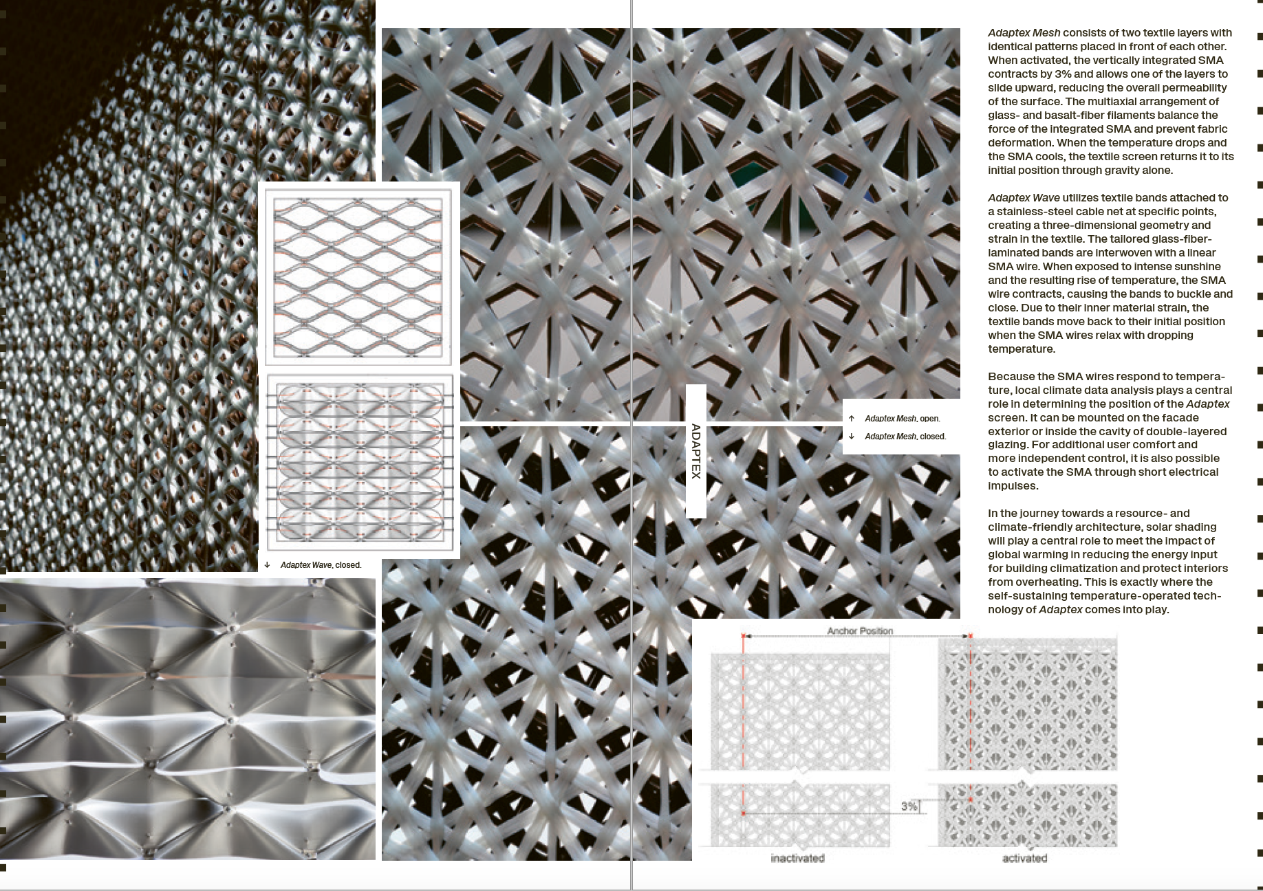 Doppelseite "Architectures of Weaving" Case Study Adaptex